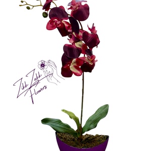 Bordó Orchidea Kompozíció - otthon & életmód - dekoráció - virágdísz és tartó - cserép & kaspó - Meska.hu