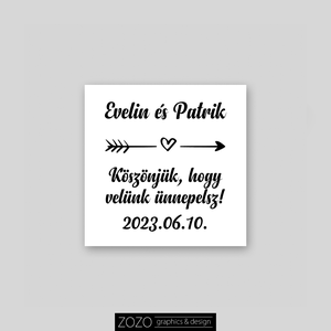 Esküvői matrica címke sticker - egyedi köszönetajándék vendégváró névre szóló virágos öntapadós ragasztós papír - Meska.hu